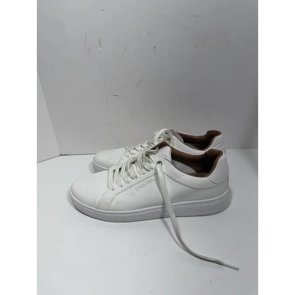 Calvin Klein Wivlo Lace Up Casual Sneakers CMWIVLO-R Men's Sz 10.5 White See Pic
